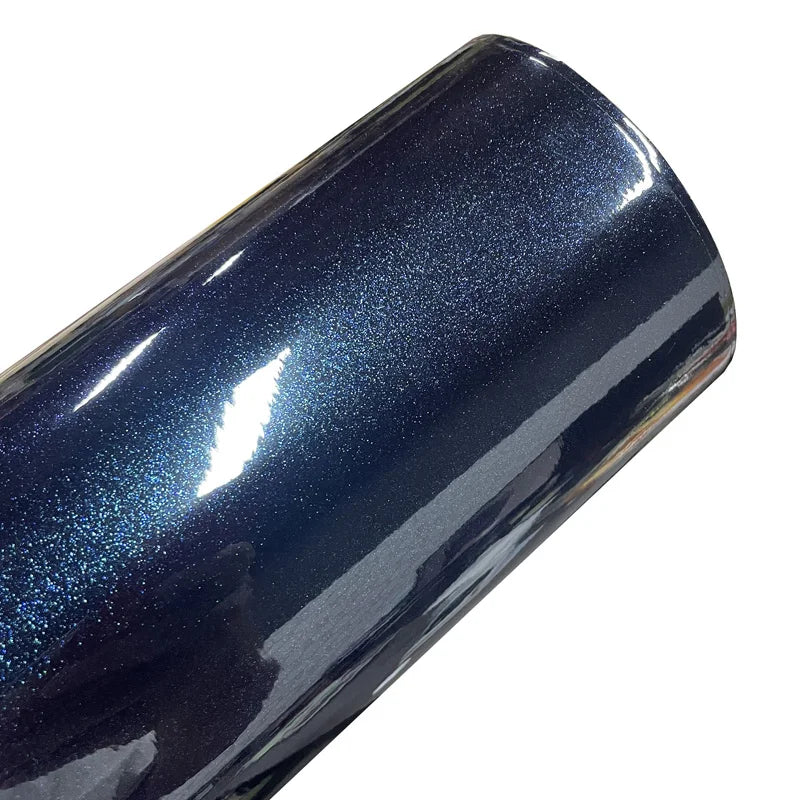 Premium Sparkle Gloss Metallic Ghost Midnight Blue Vinyl Wrap Roll DIY Self Adhesive Decal Film Automotive Car Wrapping Foil