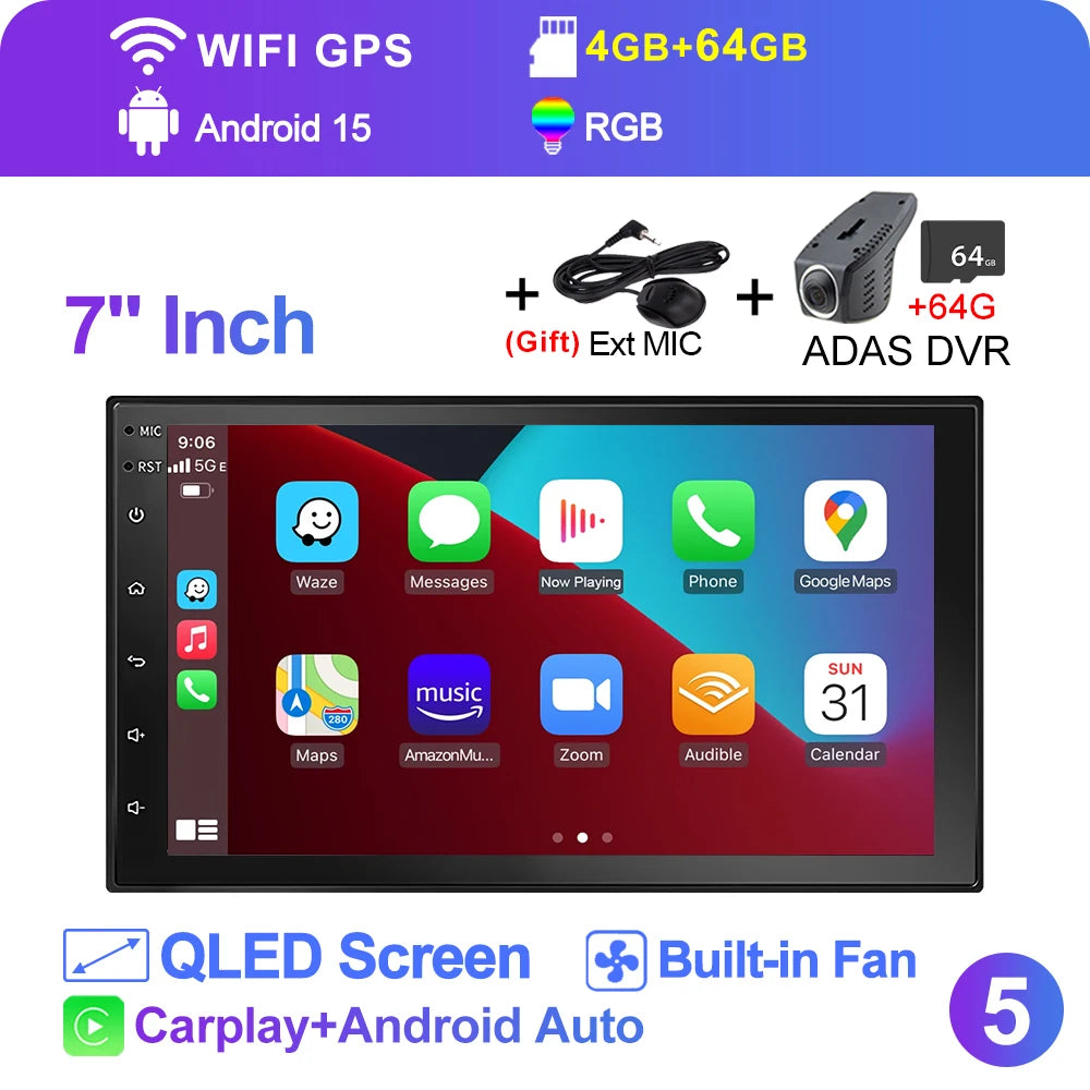 LEHX  7/9/10'' 4GB-64GB 2Din Android 15 Carplay Auto Car Radio Multimedia Stereo For toyota Hyundai Kia Volkswagen Jeep Fiat