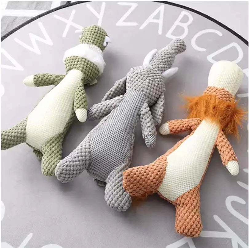 Plush Squeaky Animal Dog Toys - Wolf, Lion & Elephant - photo 3