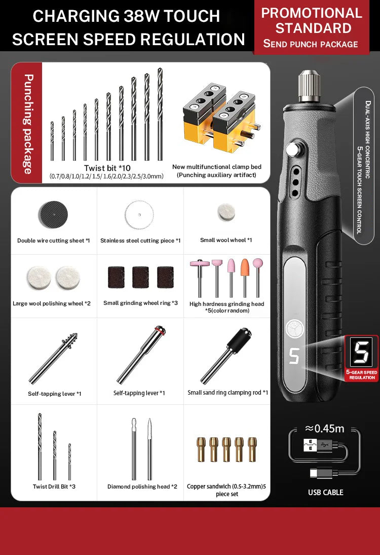 Zten Mini Handheld Rotary Tool Combo for Polishing and Carving, Electric Engraving Kit for Jewelry Making and DIY Projects