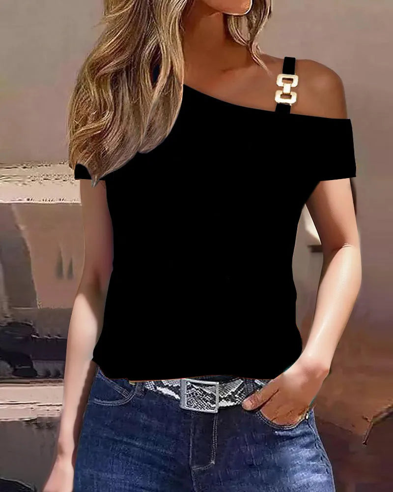 Ruffle-Sleeve Blouse – Elegant Solid O-Neck Summer Top