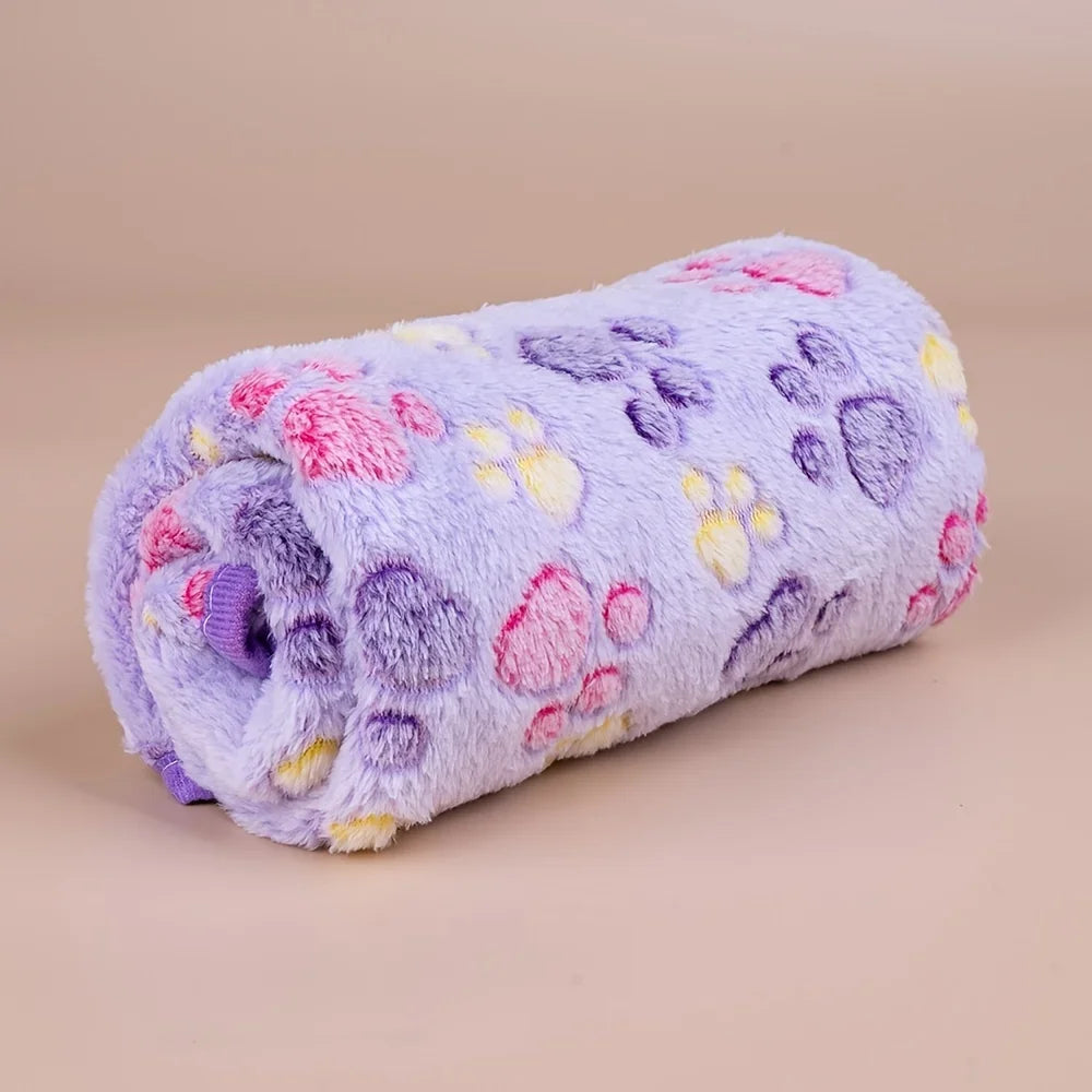 Paw Print Fleece Dog Blanket - Soft Warm Sleeping Mat for Dogs and Cats - photo 2