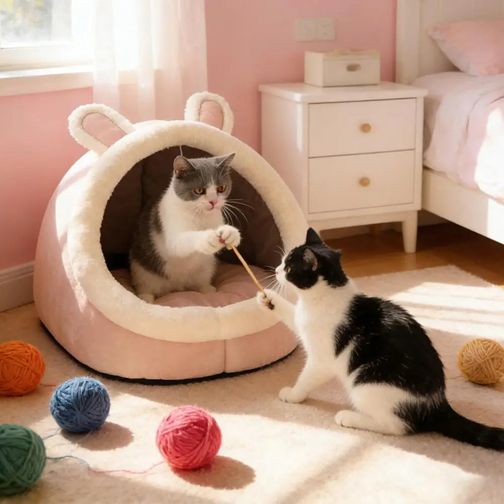Foldable Self-Warming Cat Tent Bed - Removable & Washable