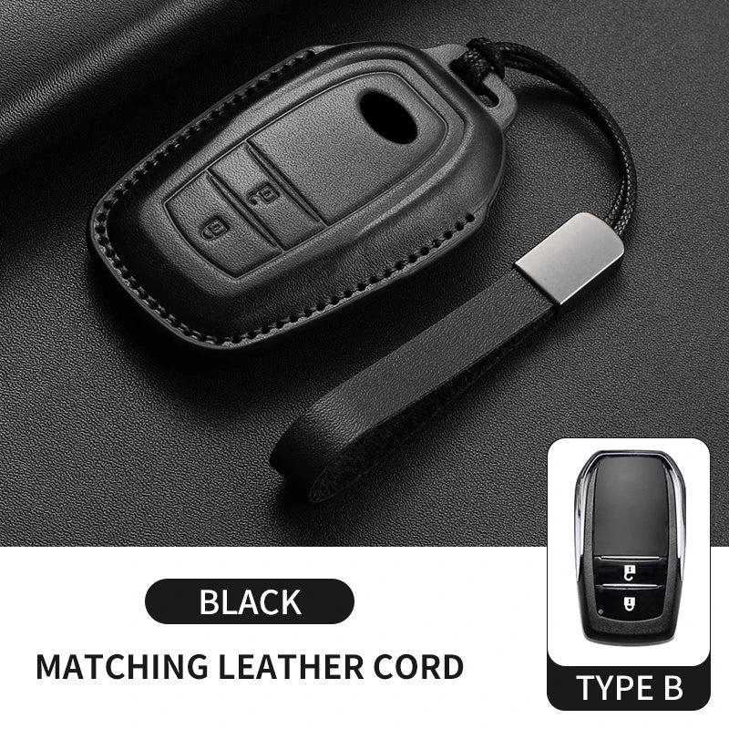 New Leather Car Remote Key Case Cover Shell For Toyota Prius Camry Corolla Avalon CHR RAV4 Land Cruiser Prado Keyless Key Fob