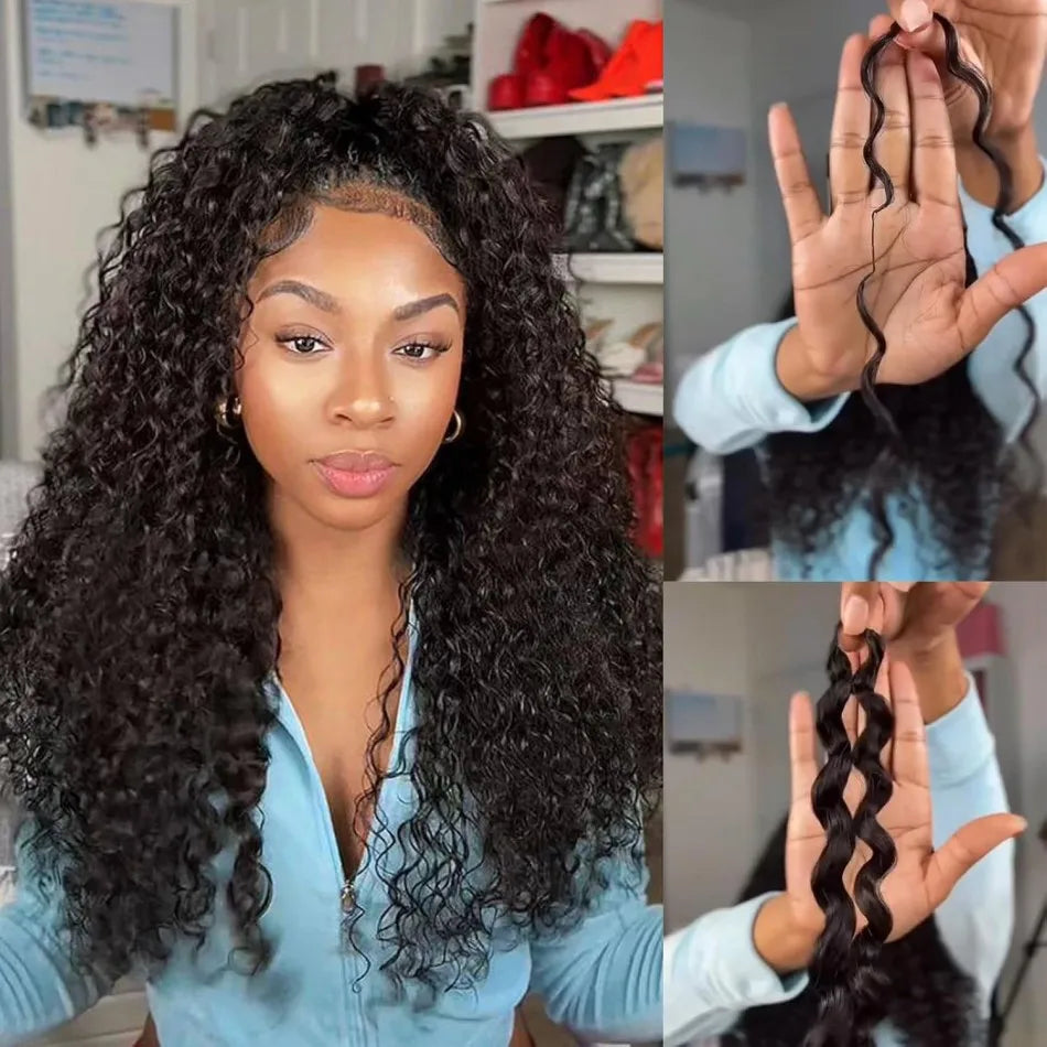 Curly Crochet Human Hair Bundles 5 Packs Brazilian Curly Weave Deep Wave Pre-Separated Virgin Feather Hair Extensions For Women