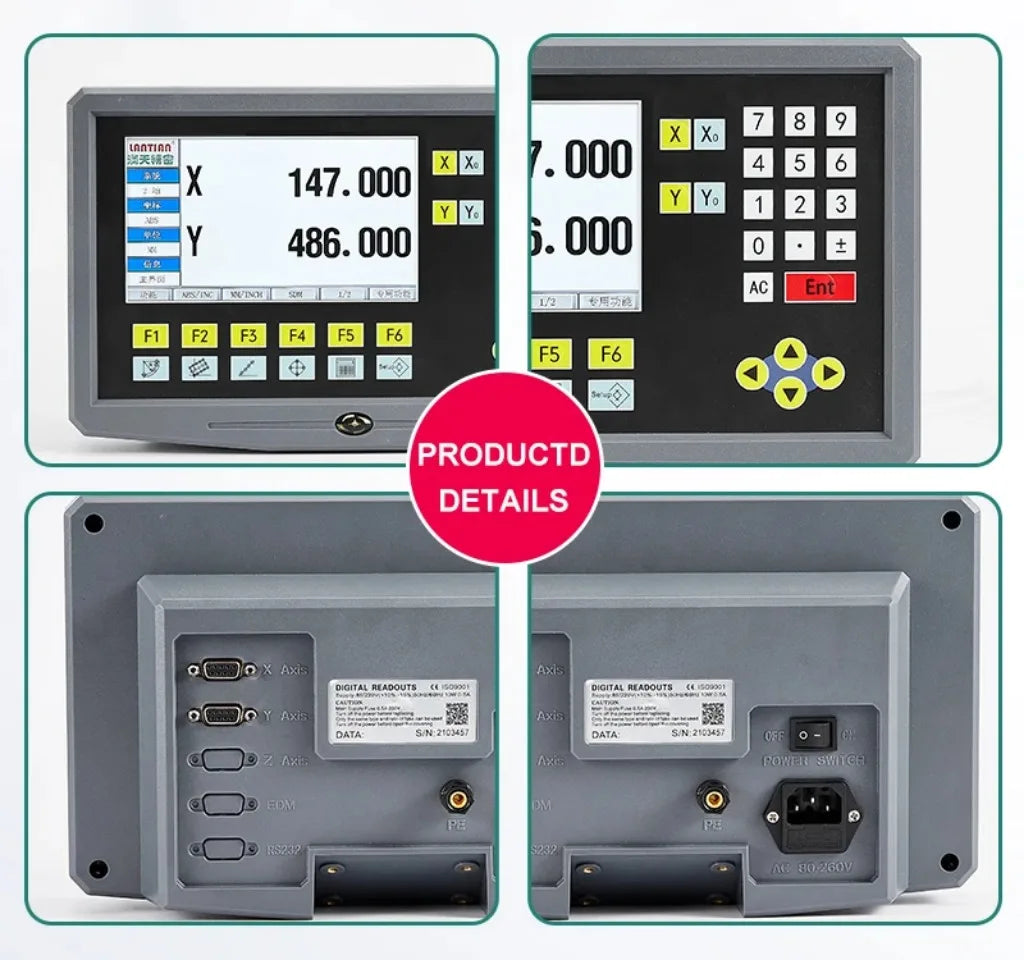 LCD DRO  Display YH800-2 2 Axis  19 language AC90-260V Displacement sensor  50-1000mm Linear Scale Encoder Grating Ruler
