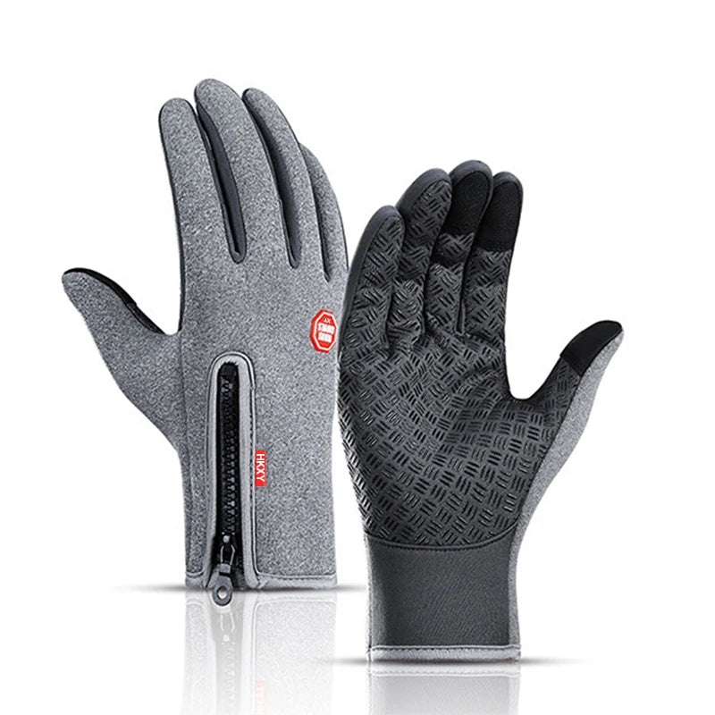 Unisex Touchscreen Winter Gloves, Windproof Zipper Gloves