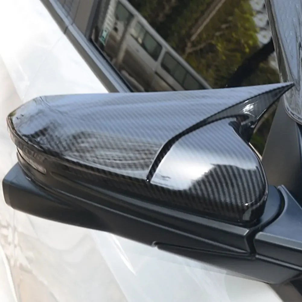 For Honda Civic 10th 16-19 1Pair Ox Horn Shape Car Carbon Fiber Style Rear View Side Mirror Cover Rearview Caps Accessories