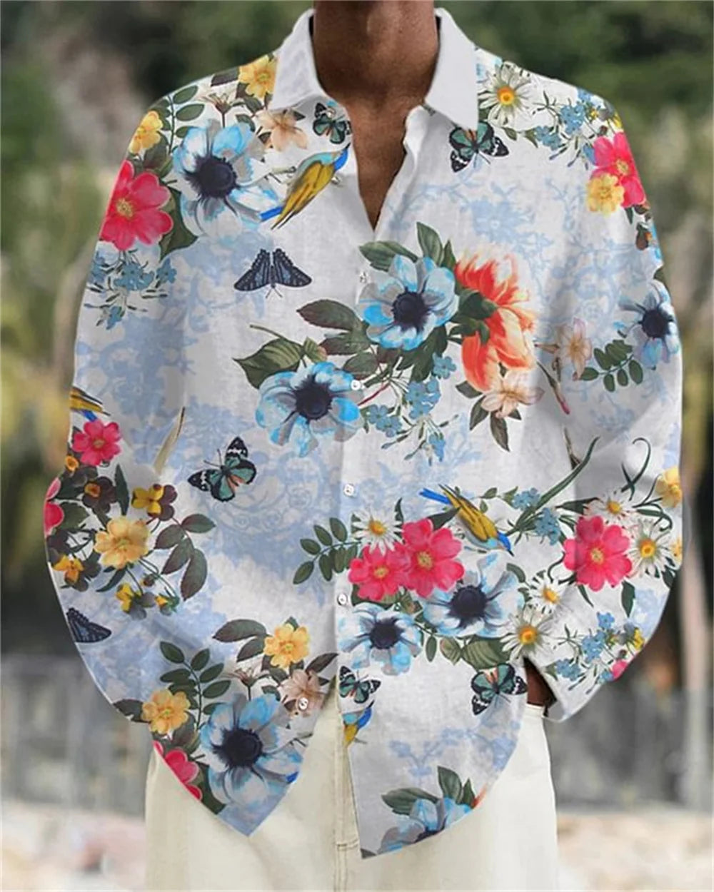 2024 Men's long sleeved shirt Flame Rose pattern 3D printed top for spring autumn new fashion casual men's unisex clothing