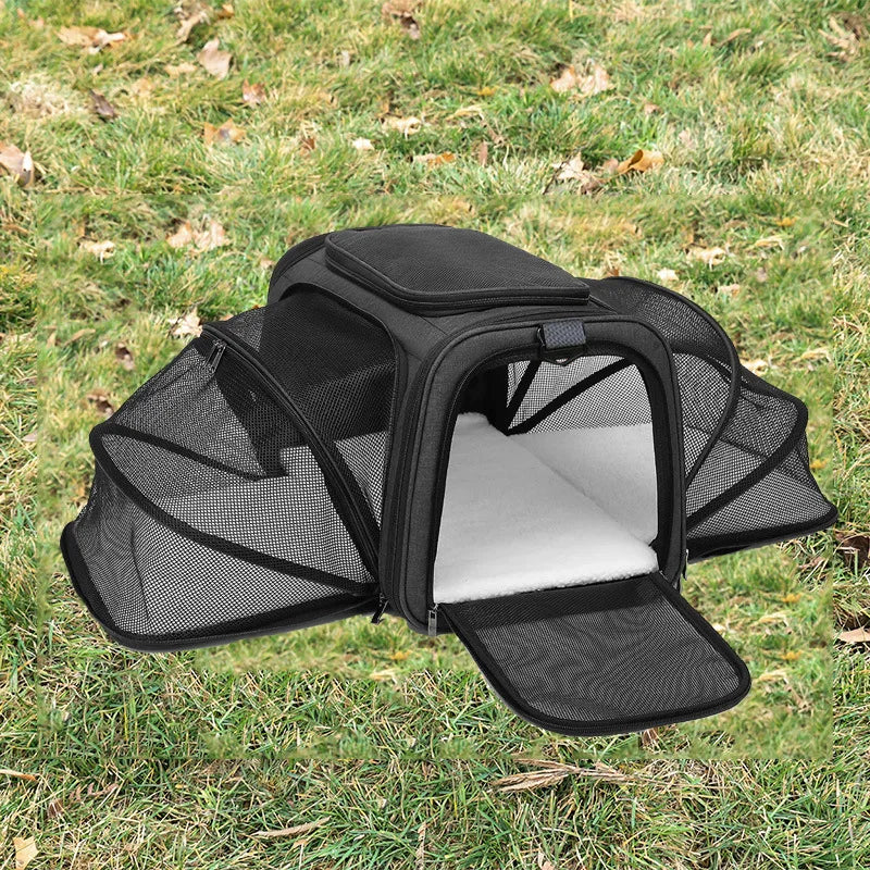 Expandable Pet Carrier Bag - Foldable Mesh Travel Carrier