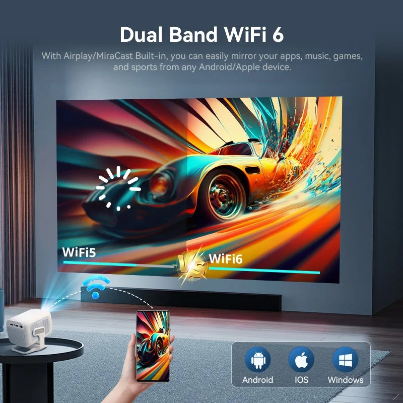 DITONG X3Plus Smart Projector – Native 1080P 4K Support, Android 11, WiFi 6, Auto-Focus, 600 ANSI Lumens | Home Theater