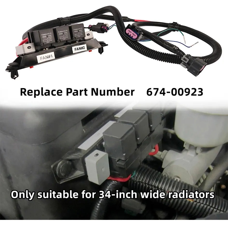 674-00923 JCTFN22 Electric Dual Fan Control Wiring Harness Fits for Chevy Silverado Tahoe GMC Sierra Yukon Replaces 67400923