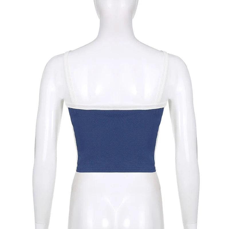 2026 Summer Casual Cami Backless Y2k Vintage Tank Top WomenSleeveless Knitted Crop Tops Green Sexy Basic Patchwork