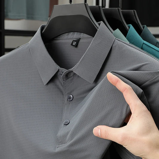 Men's Perforated Polo Tee - Cool Fabric, Sweat-Wicking Lightweight