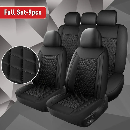 All-Season Quilted Faux Leather Car Seat Covers, Universal Fit