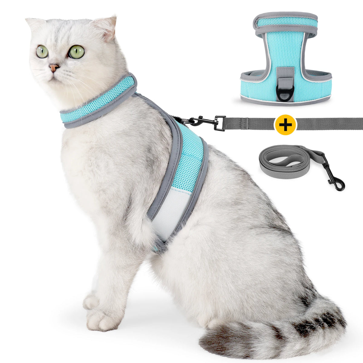 Cat Harness-Escape Proof Adjustable Cat Harness,Comfortable Soft,Walking Travel Kitten Harness for Small Medium Large Cats