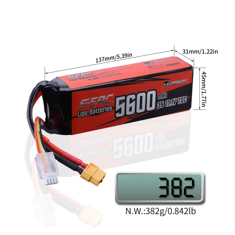 Sunpadow 3S 11.1V Lipo Battery for 5600mAh 7100Ah 70C with XT60 Connector For RC Vehicles Car Truck Tank Truggy Buggy Hobby