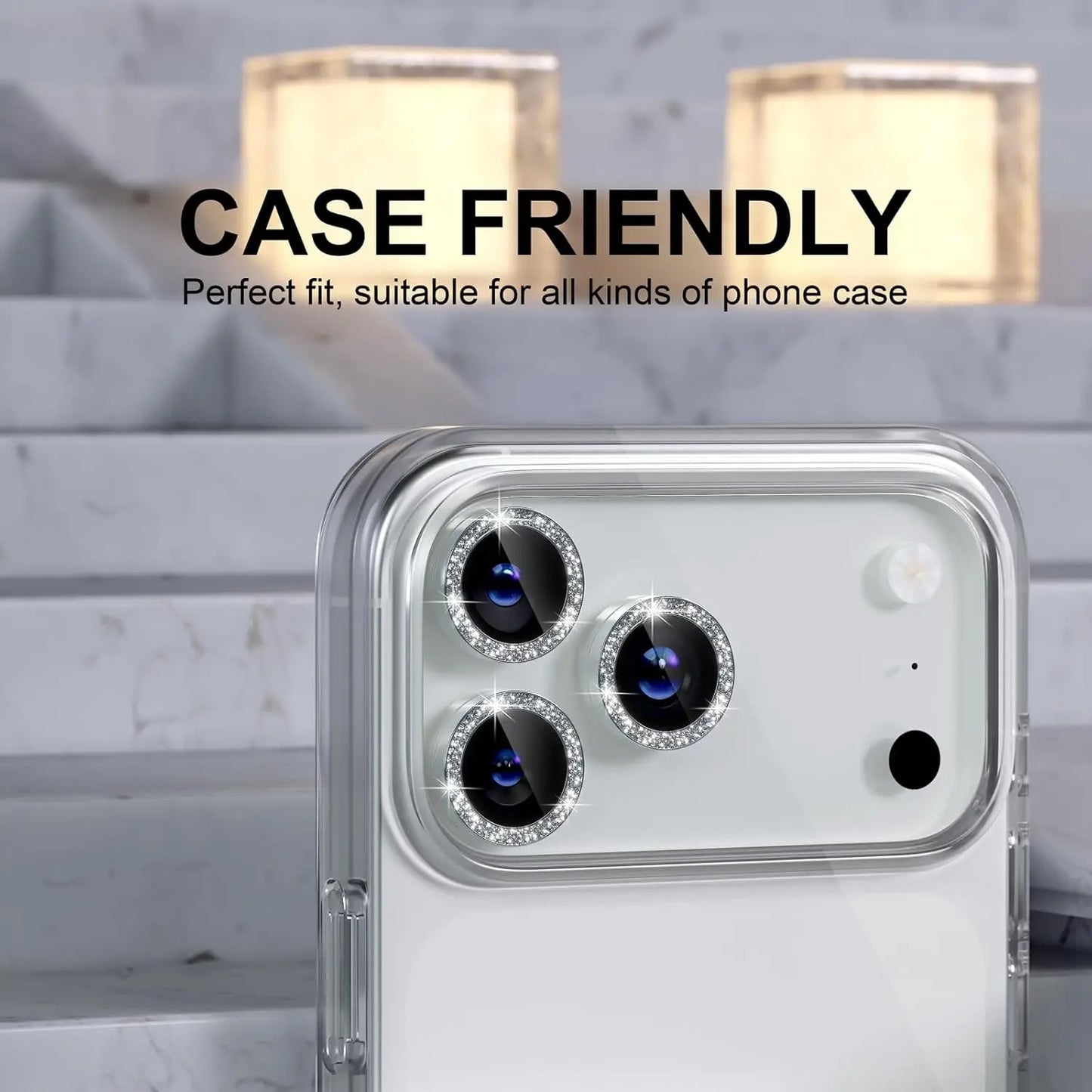 Bling Glitter Diamond Metal Frame Camera Protector For IPhone 17 Pro Max Air 17Pro Alloy Lens Tempered Glass Film Ring Cover Cap