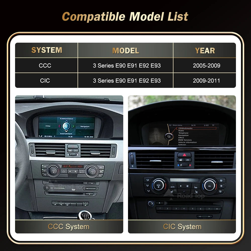 8.8'' Wireless RoadTop CarPlay Android Auto For BMW Series 3 5 E90 E91 E92 E93 E60 E61 CCC CIC System Multimedia Display Screen