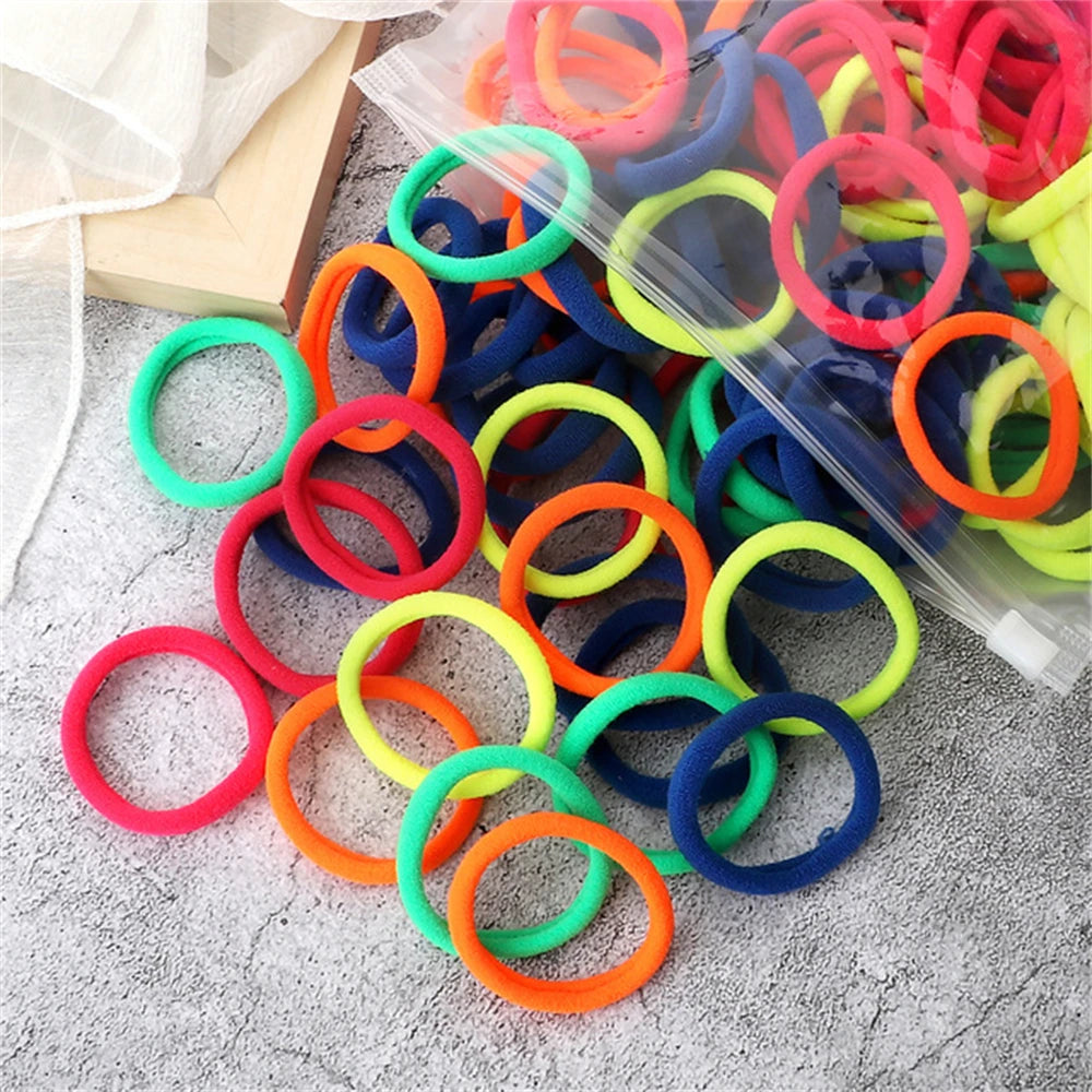 50pcs Black Elastic Hair Band Leagues Ties Colets Scrunchies Springs Gum Accessory For Girl Women No Damage Pigtails Holder Set
