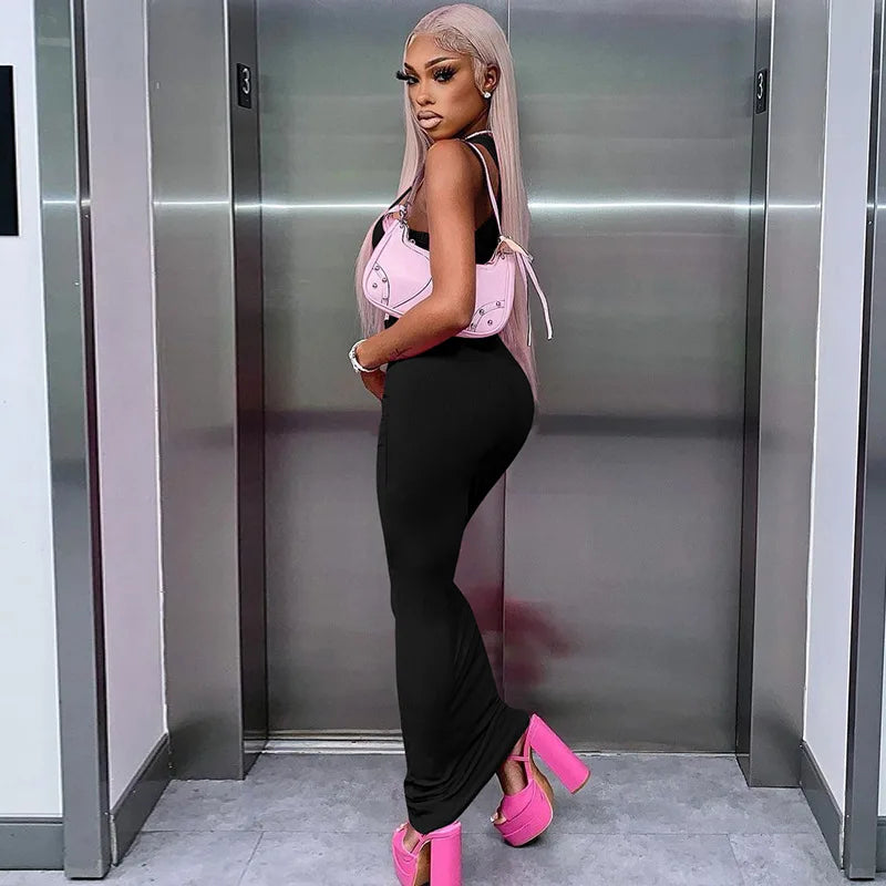 Hugcitar Ribbed Sexy Y2K Clothes Sleeveless Bodycon Maxi Dresses For Women Club Birthday Party Streetwear Elegant Outfits