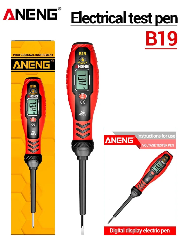 ANENG B19 Cross/flat Screwdriver Pen Small Handheld Test Pencil Non-contact Detection 30-1000V Voltage Buzzer Breakpoint Finder