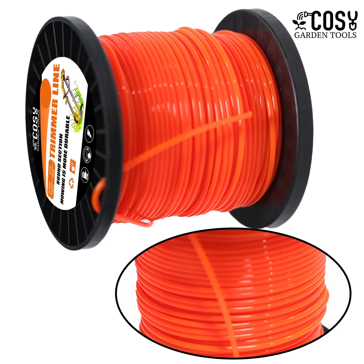 1LB 2.4/2.7/3.0/4.0mm Mowing Nylon Grass Trimmer Rope Brush Cutter Strimmer Line Orange Round Brushcutter Trimmer Cord Line Wire