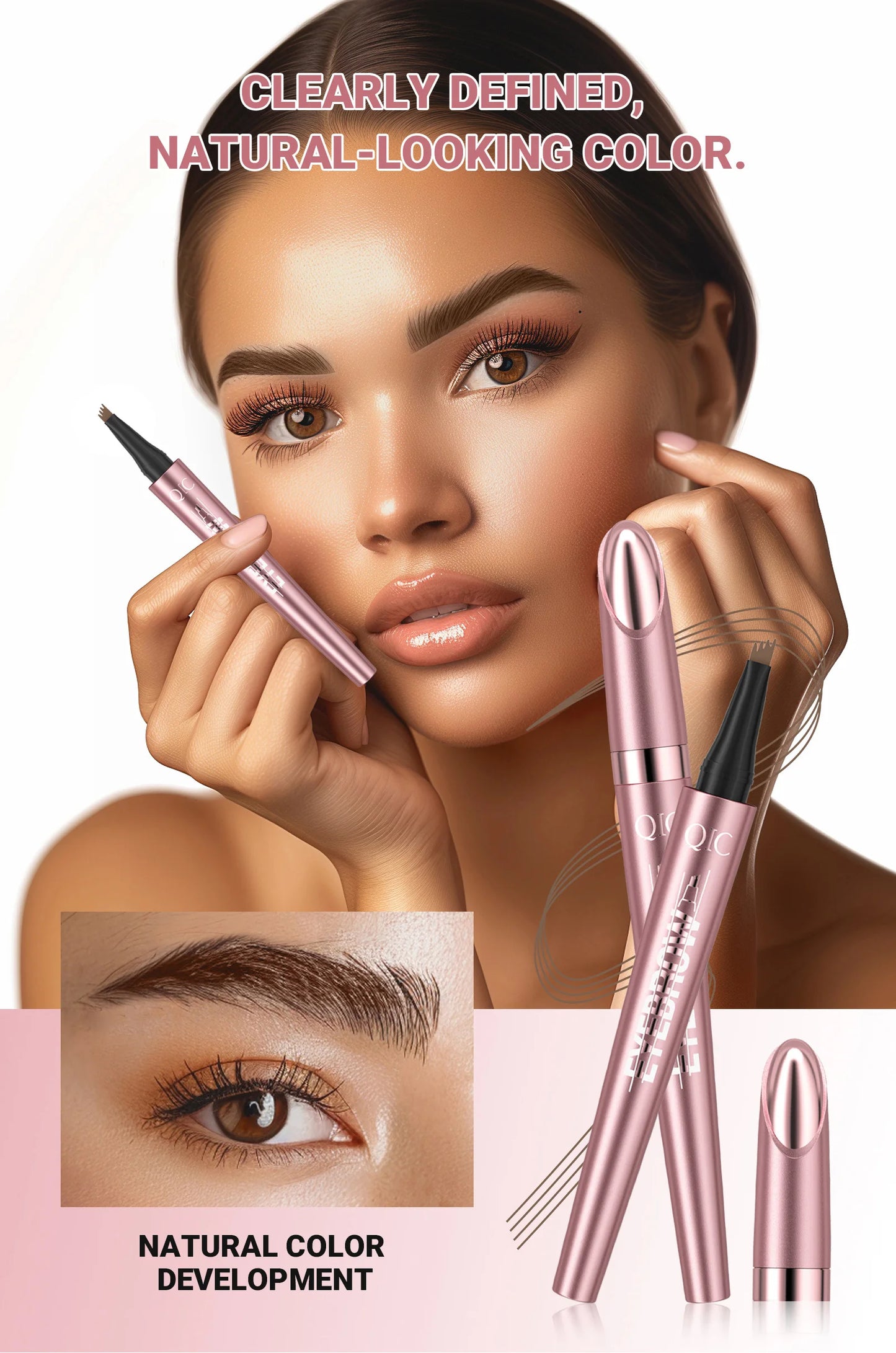 4 Fork Tip Eyebrow Pencil 3D Microblading Waterproof Dark Brown Natural Colour Fine Stroke Magic Eyebrow Pencil 2026 New Ladies