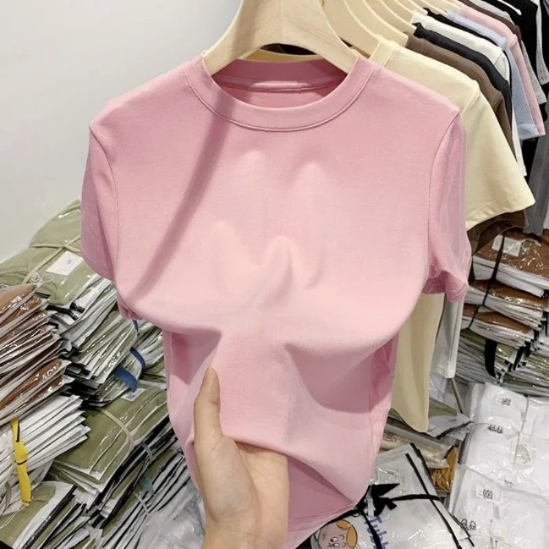 Women's plain cotton t-shirt - view 20
