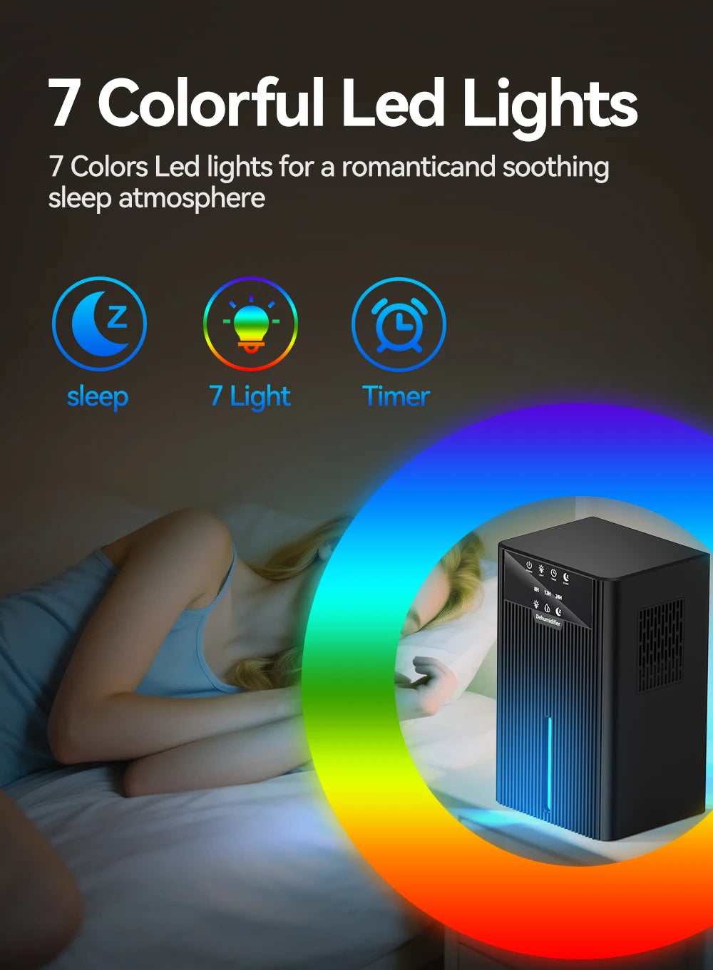 Portable Mini Dehumidifier 2.2L Water Tank for Living Room Bedroom Indoor Home Use - Efficient Air Moisture Absorber