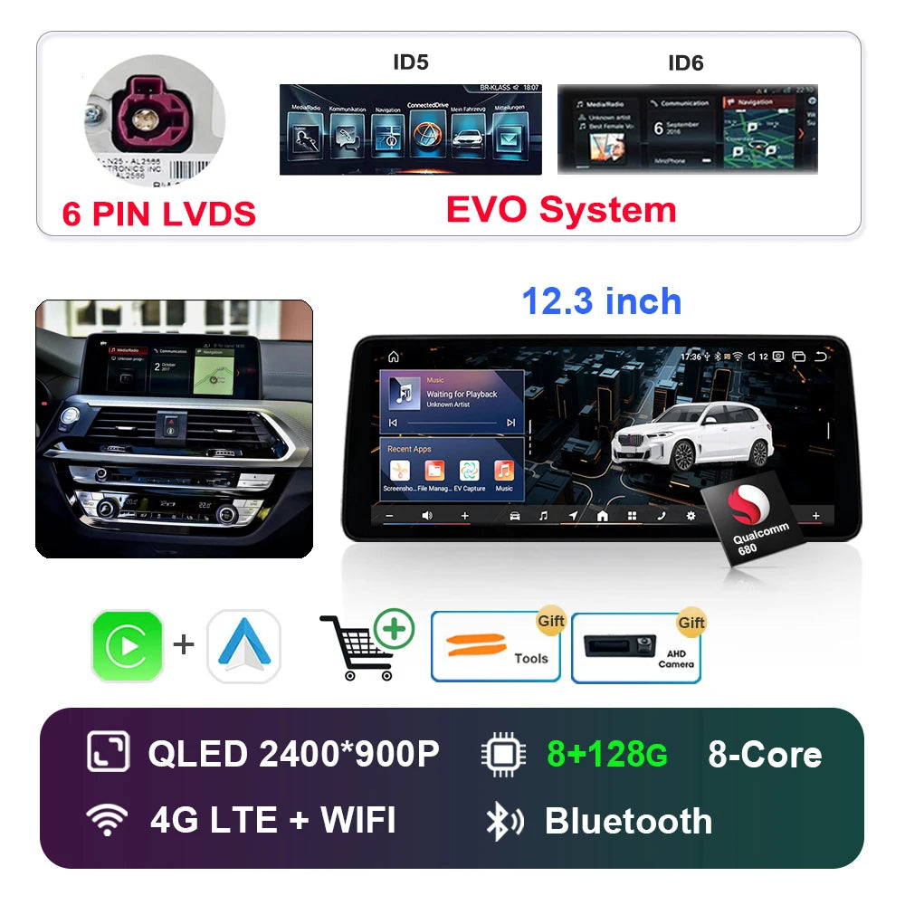 Car Stereo with Apple CarPlay & Android Auto, Compatible with BMW X3 G01 & X4 G02 (EVO System)