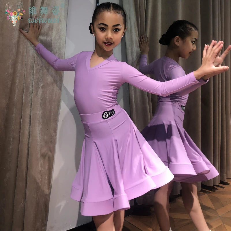 Girls long-sleeve Latin competition dress