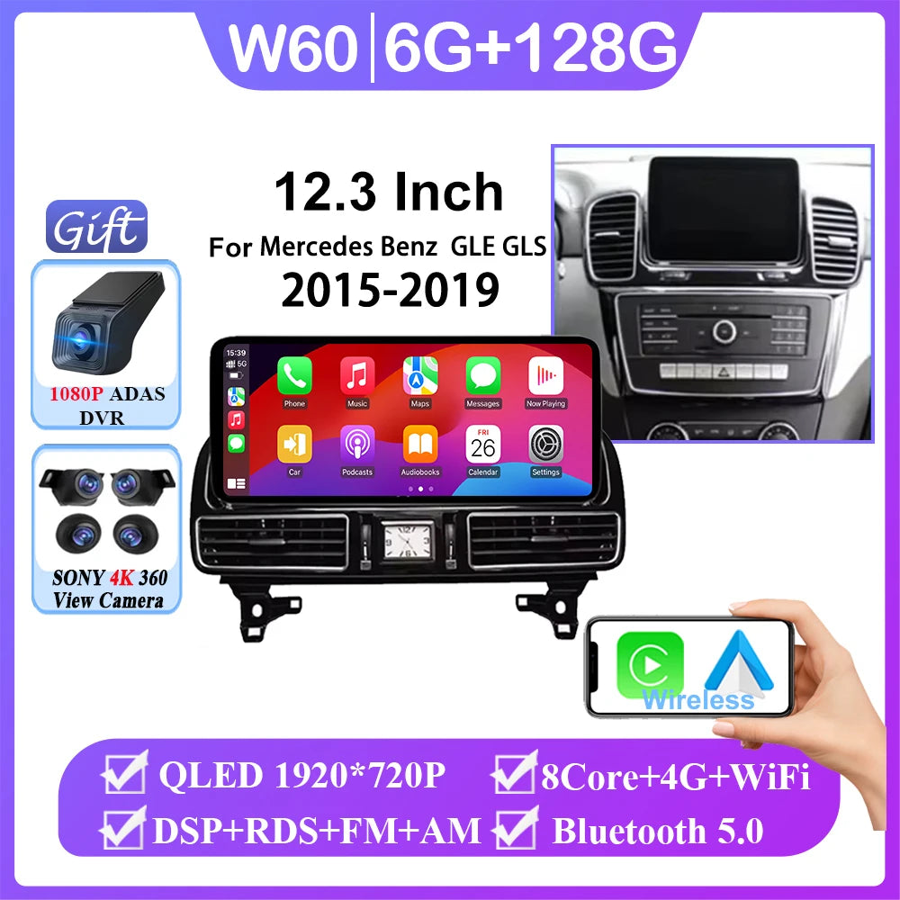 For Mercedes Benz ML GL GLE GLS W166 X166 2012-2019 Car Radio Multimedia Video Player Navigation GPS Android 15 CPU No 2din DVD