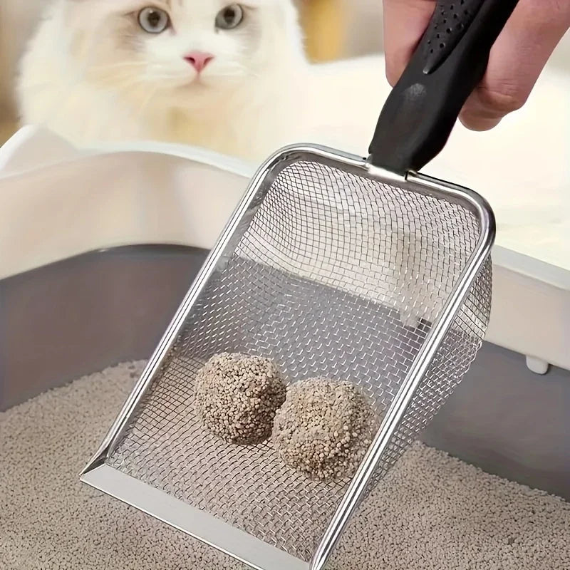 Fine-Mesh Stainless Steel Cat Litter Scoop - 2.8 mm Sifter