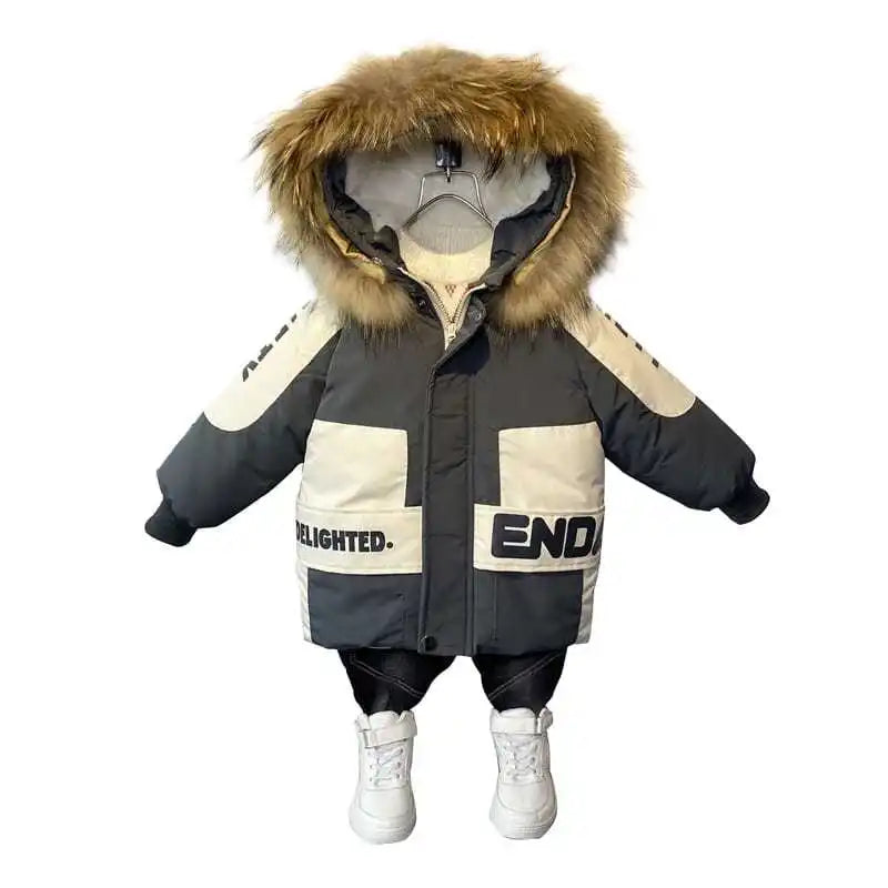 Boys Hooded Winter Coat with Fur-Trim Collar - Thick Padded Jacket - photo 4