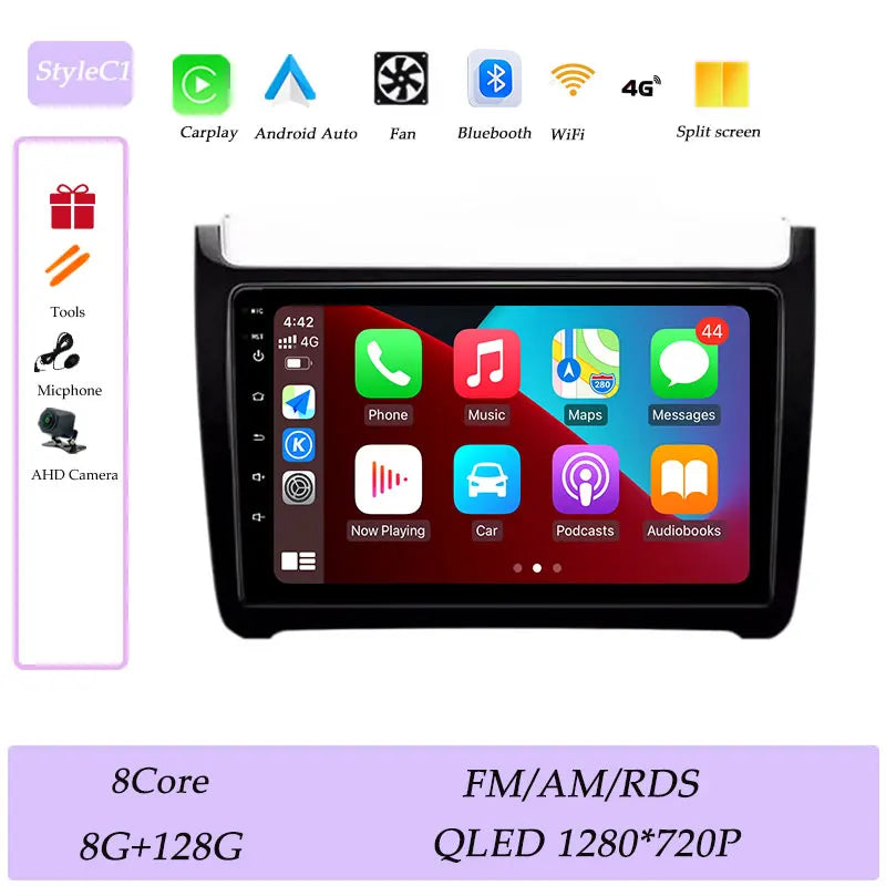 Car Stereo with Apple CarPlay & Android Auto, Compatible with VW Polo 5 (2011-2016)