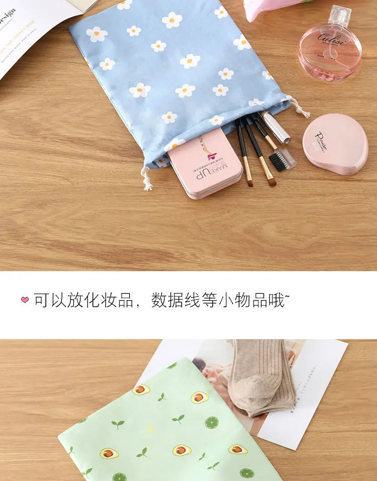 Cute Cotton Travel Storage Bag Drawstring Bag Dustproof Clothes Socks Cosmetic Packaging Organizer Drawstring Pocket