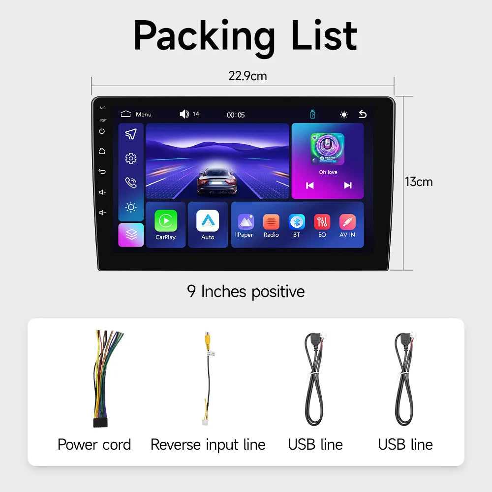 JIUYIN Universal 9"/10" Car Stereo — Wireless CarPlay, Android Auto, Linux MP5 Player