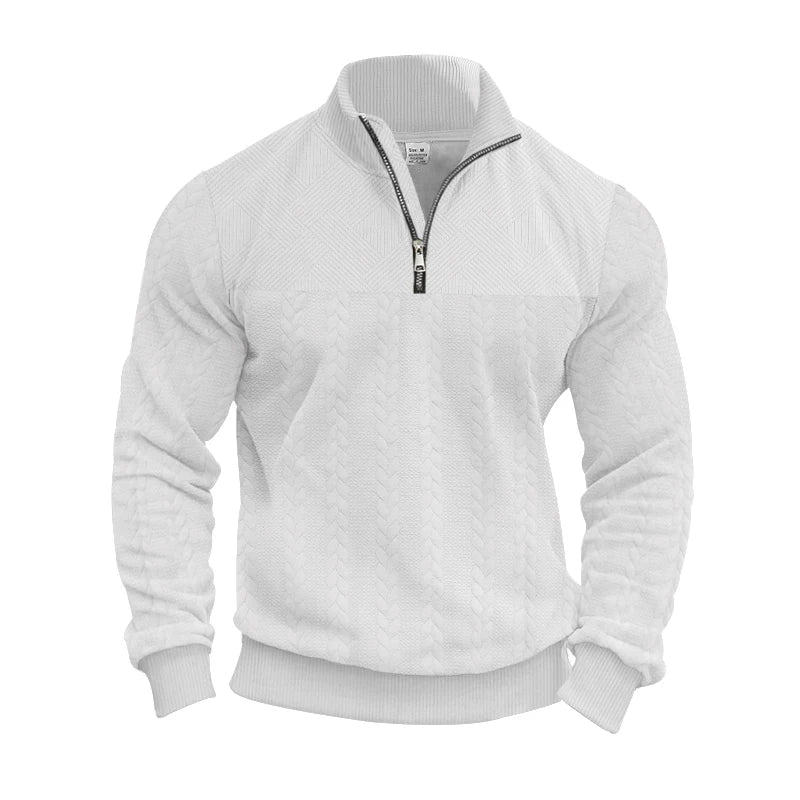 Men's Quarter-Zip Knit Pullover - Jacquard Pattern Winter Sweater - photo 4
