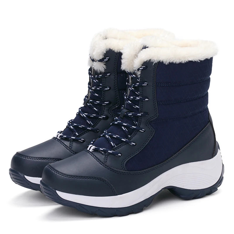 Women's Platform Wedge Snow Boots - Fur Lined Non-Slip Ankle Boots - photo 7