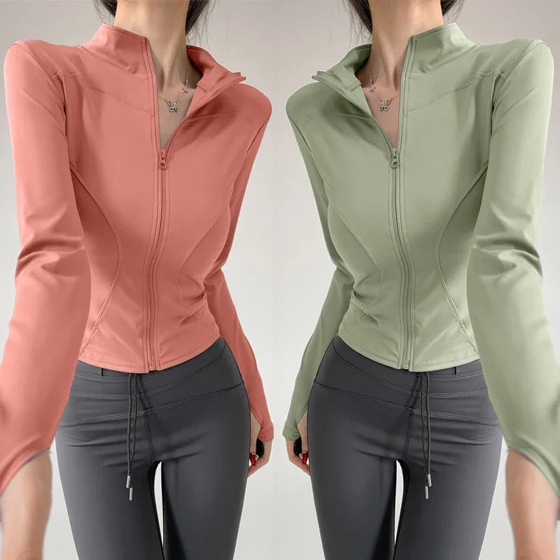 Women's Quick-Dry Yoga Jacket, Slim Zip-Up