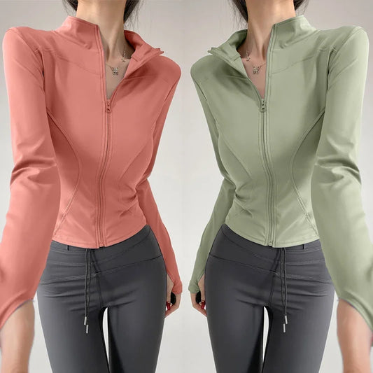 Women's Quick-Dry Yoga Jacket, Slim Zip-Up