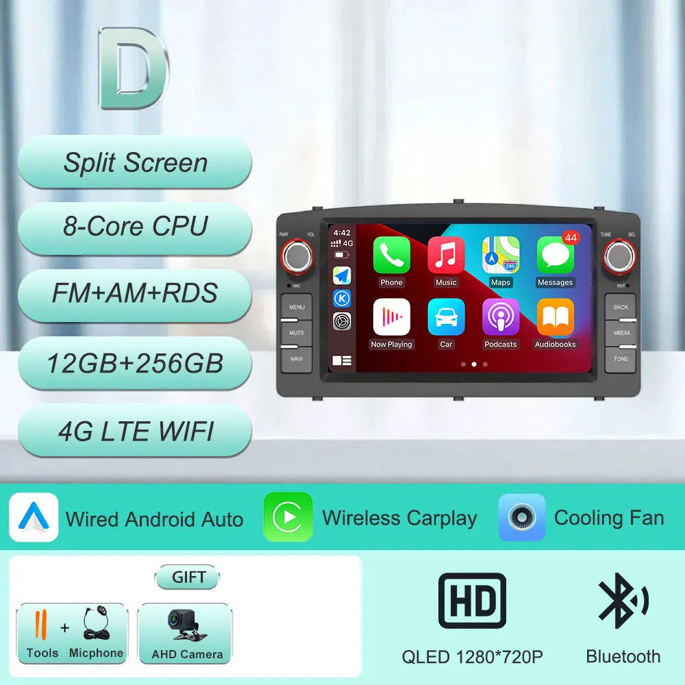 7"Android Car Radio for Toyota Corolla E120 2003-2006 Wireless CarPlay Android Auto GPS WiFi BT FM HD Touch Screen Stereo Player
