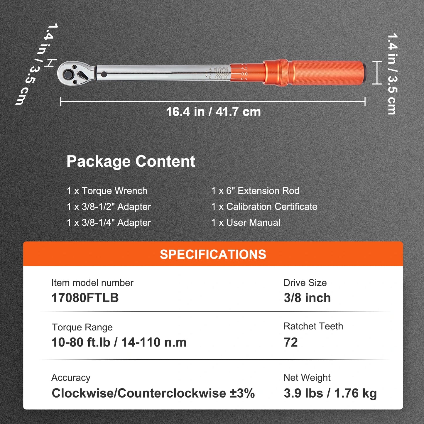 SucceBuy Mechanical Click Torque Wrench Set – Dual-Direction Adjustable Drive Wrench with Dual Range Scales | Multiple Torque Ranges | Auto & Precision Tool