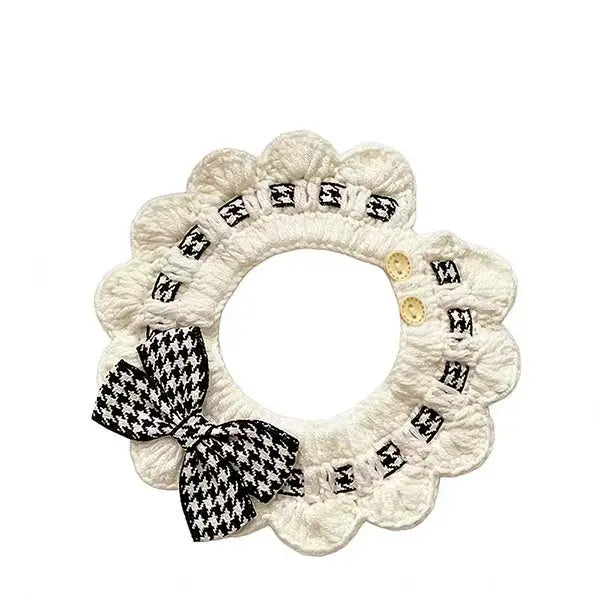 Cute Cat Collar Wool Crocheted Cats Bowtie Collar Bow Tie Pet Bib for Cats Kitten and Small Dogs Puppies Tie Accessories