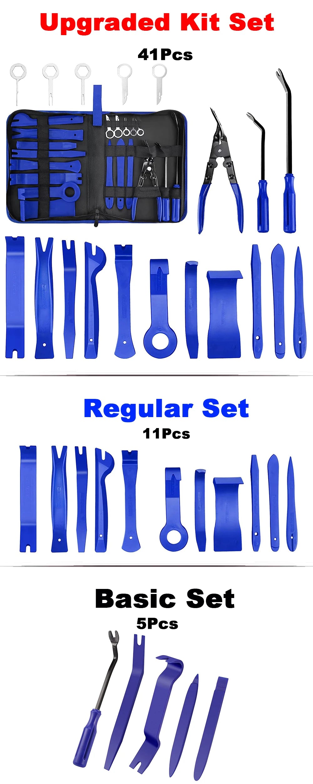 Car Trim Removal Tool 41/11/5Pcs Trim Puller Tool Kit Pry Tools Set for Trim Clip Pliers Fastener Plastic Rivets Removal Kit