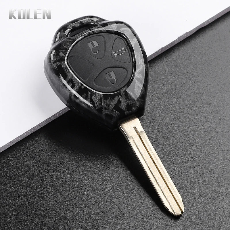 ABS Carbon Fiber Style Car Key Case Cover For Toyota Camry Avalon Corolla Matrix RAV4 Venza Yaris Replacement Protector Keychain