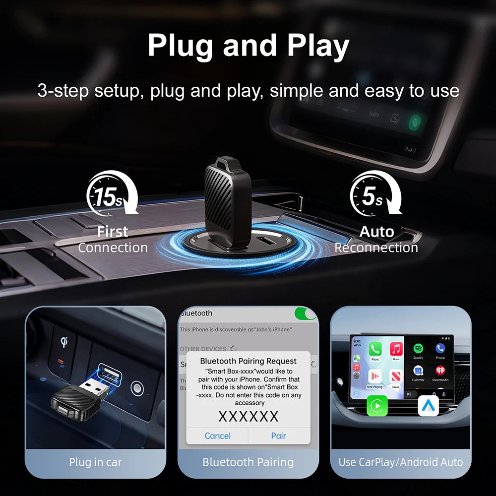 Wireless CarPlay & Android Auto Adapter (5GHz WiFi)