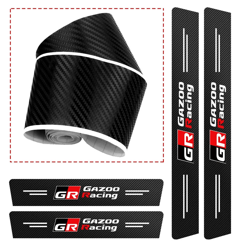 1/4/5Pcs Car Door Sill Scuff Plate Decor Carbon Fiber Stickers For Toyota Corolla Scion Yaris CHR Auris Rav4 Tacoma Hilux Verso