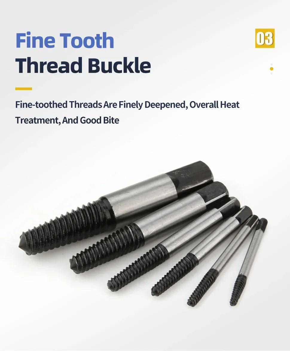 5/6Pcs Screw Extractor Metal Drill Bit Set Damaged Screws Remover Extractor Woodworking Tools Broken Bolt Water Pipe Extractor